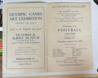 RARE LONDON 1948 XIV OLYMPIAD FOOTBALL (2nd Round) at FULHAM F.  C. 2