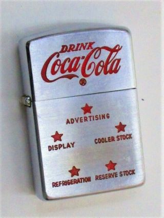 Rare Vintage Zippo 1953 / 1954 Coca Cola 5 Stars Advertising Lighter