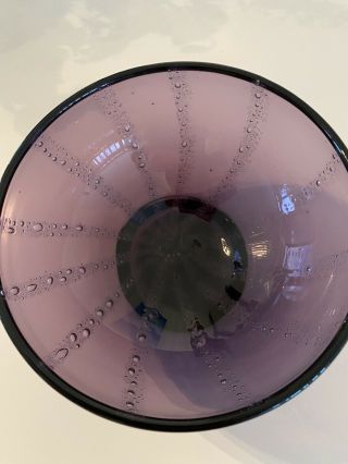 Rare Vintage Hand Blown Dark Purple Bullicante Glass Bowl Murano Style