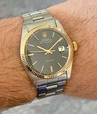 Rare Rolex Oyster Perpetual Air King Date 34mm Stainless/18k Yellow Gold C.  1978