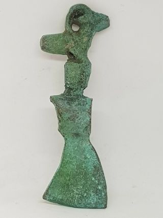 Ancient Very Rare Luristan Bronze Ax With Ram Figure 900 Bc 187 Gr 135 Mm