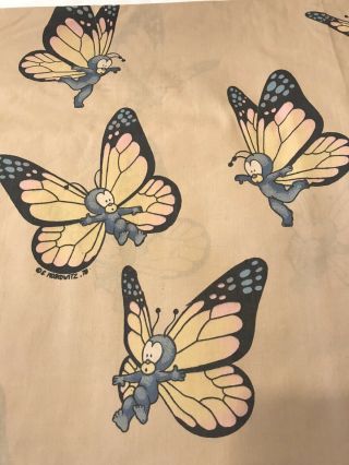 RARE Stewart Moskowitz Butterfly Fairies Queen Flat Bed Sheet 1978 Vintage Fairy 2
