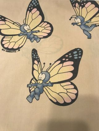 RARE Stewart Moskowitz Butterfly Fairies Queen Flat Bed Sheet 1978 Vintage Fairy 3