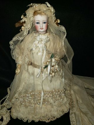 Antique Rare Jumeau French Fashion Doll 16in Bride 5 Bisque Swivel Head
