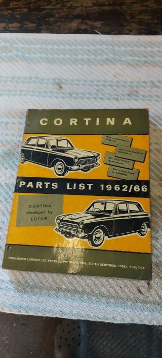 Ford Cortina Mk1 Parts List Book Lotus 62 To 66 French German Spanish Rare Look