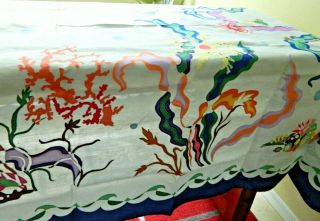 ANTIQUE/VINTAGE D PORTHAULT Large table cloth,  9 napkins RARE sea/ocean/coastal 3