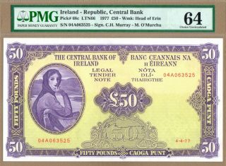 Ireland - Republic: 50 Pounds Banknote,  (unc Pmg64),  P - 68c,  Rare,  04.  04.  1977,  No Res