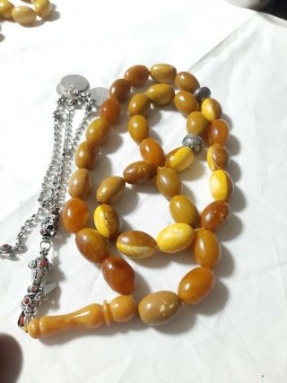 Antique Natural German Baltic Amber Prayer Beads كهرب انتبك 100 Rare