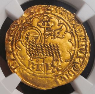 1417,  Royal France,  Charles Vi.  Rare Gold Agnel (lamb Of God) Coin.  Ngc Ms - 62