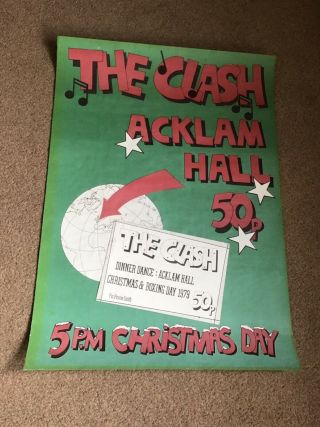 The Clash - Acklam Hall.  Rare Poster,  Rare Christmas Card