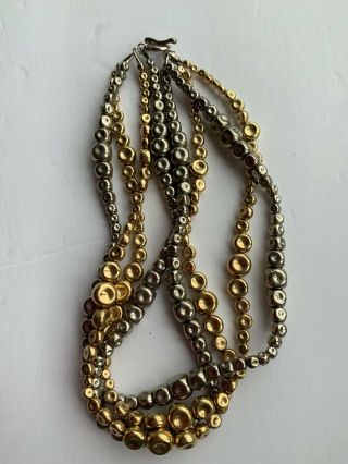 Rare Vintage Robert Lee Morris Silver & Gold Bead Necklace 18” Rlm Toggle