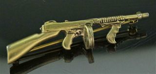 Rare Tiffany & Co Gilt Sterling Silver Thompson Submachine Gun Tommygun Pin 1930