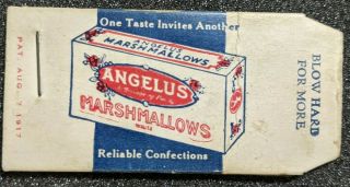 Rare Vintage Cracker Jack / Angelus Marshmallows C.  1917 Advertisement Whistle