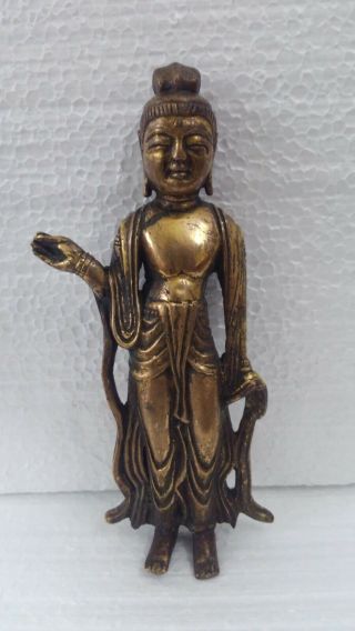 RARE Antique Chinese gilt bronze Buddha - 6.  5 