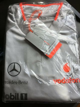 Official Mclaren F1 Team Shirt Jersey Mercedes Size L Silver Orange Rare