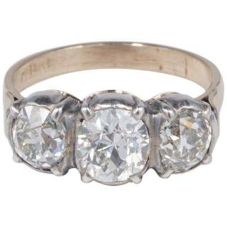 Rare & Stunning Old Mine Cut 4.  0 Ct Diamond Trilogy Ring