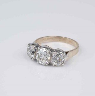 Rare & Stunning Old Mine Cut 4.  0 Ct Diamond Trilogy ring 3