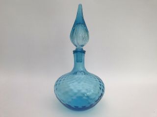 Rare Light Blue Decanter Mcm Italian Empoli Genie Bottle Glass 1960’s Vintage