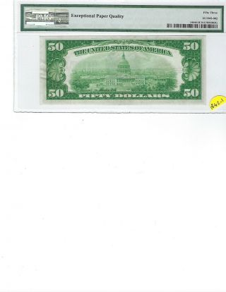 1928 $50 Gold Certificate FR2404 PMG 53 AU EPQ Woods/Mellon,  Rare Grade 2