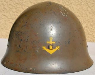 Rare Imperial Japanese Navy Type 90 Combat Helmet Naval Anchor Painted Insignia