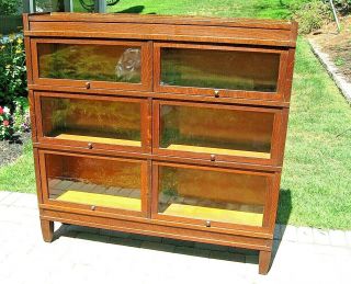 Rare Antq Globe Wernicke Double Wide Quarter Sawn Tiger Oak Barrister Bookcase