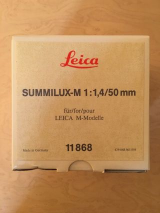 Leica Summilux - M 50mm F/1.  4 E46 Pre - Asph 1.  4 W/filter " Rare Near