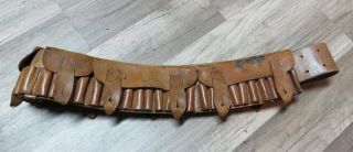 Rare Named Orig Leather Cartrdige Ammo Belt 