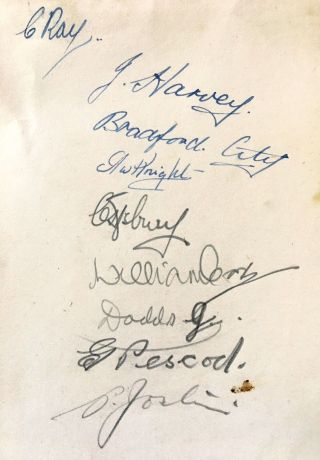 Rare War Time Football Autographs Inc Jock Dodds / Joe Harvey (newcastle Utd /sh