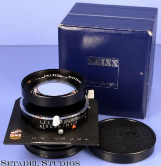 Linhof Zeiss Planar 135mm F3.  5 67mm T 2nd Version 4x5 Lens,  Box,  Cap Rare