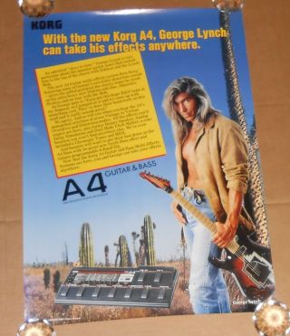 George Lynch Korg A4 Guitar Poster 1993 Promo 20x29 Lynch Mob Dokken Rare