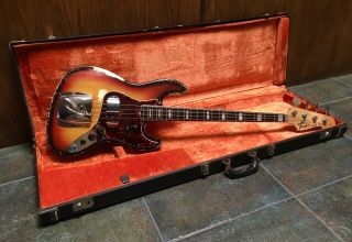 Vintage 1969 Fender Jazz Bass W/ Case - All & Rare Fauxburst Finish 69