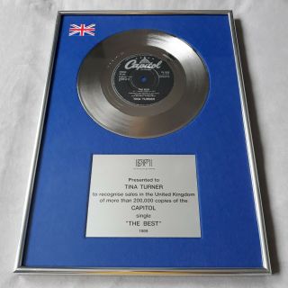 Tina Turner The Best Official Bpi Silver Record Award Ultra Rare