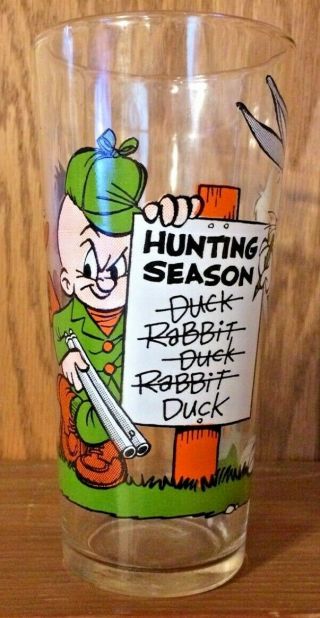 Rare 1976 Bugs Bunny Elmer Fudd Daffy Duck Pepsi Glass - Bright Colors