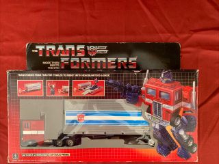 1985 Hasbro Transformers G1 Autobot Commander Optimus Prime Boxed W Weapon