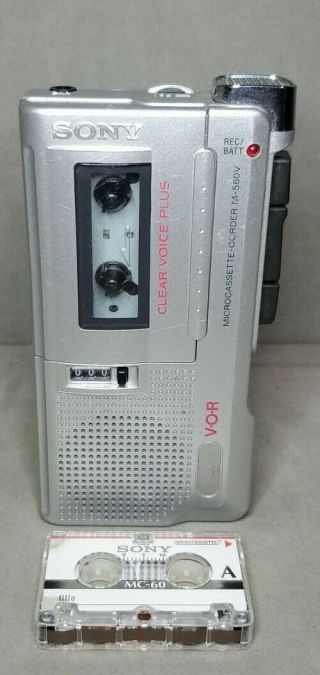 Rare Sony M - 560v Microcassette - Corder Tape Recorder Player Vor Silver -