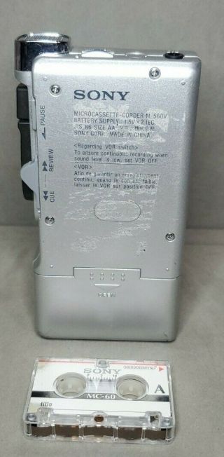 RARE Sony M - 560V Microcassette - Corder Tape Recorder Player VOR Silver - 3
