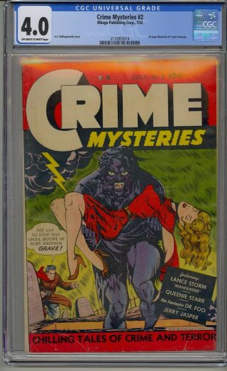Crime Mysteries 2 Cgc 4.  0 Classic Golden Age Pre Code Horror Werewolf Cvr Rare
