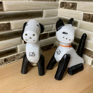 Vintage Art Deco Cat And Dog Mcm Salt And Pepper Shakers Japan Rare