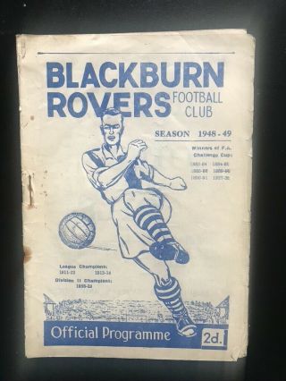 1948 - 49 Blackburn Rovers V Chesterfield - Rare Item