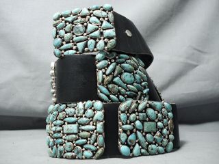Rare Museum Vintage Navajo Turquoise Cluster Sterling Silver Concho Belt
