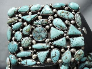 RARE MUSEUM VINTAGE NAVAJO TURQUOISE CLUSTER STERLING SILVER CONCHO BELT 2