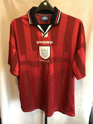 Rare Vintage England 1997/99 Red Flag Away Shirt Umbro - Size Xxl W313