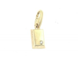 Cartier Diamond & 18k Yellow Gold 750 1/8 Oz Ignot Bar Charm Very Rare 1992
