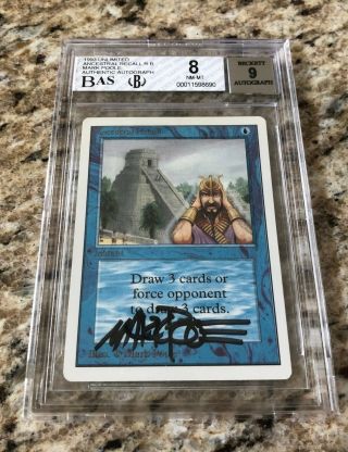 Ancestral Recall Unlimited - BGS 8 - Magic The Gathering MTG 1993 Power 9 SIGNED 3