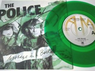 The Police 7 " - Message In A Bottle Green With Gold A&m Labels Rare Single Punk