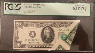 Fr.  2022 - G $20 Dollar Bill Foldover & Pcgs Holder Error Rare Old Paper Money