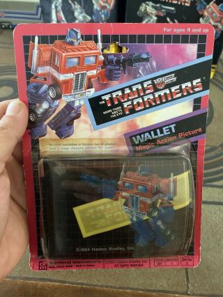 Vintage 1984 Transformers G1 Optimus Prime Magic Action Picture Wallet -