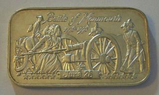 Rare 1 Oz.  Battle Of Monmouth.  999 Silver Bar June 28th Spirit Of 76