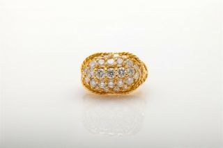 Vintage Etruscan $7000 3ct Vs G Diamond 18k Yellow Gold Band Ring 14g Rare