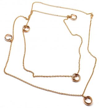 Rare Authentic Cartier Trinity 18k Multi Color Gold 41 " Long Link Necklace